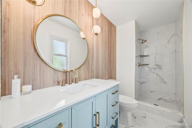 7767 S Depew St, Littleton, CO 80128 - bathroom with marble look tile flooring, vanity, and a marble finish shower