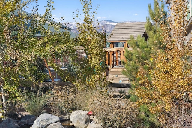 exterior space with a mountain view