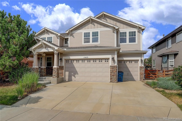 craftsman-style house featuring a garage and covered porch