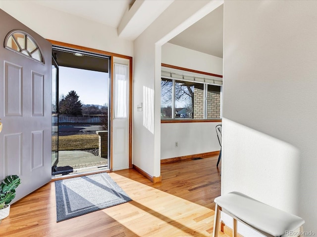 foyer entrance with light wood-type flooring