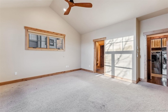 52 Buckskin Ln, Silverthorne, CO 80498 - carpeted spare room with washing machine and clothes dryer, ceiling fan, and lofted ceiling