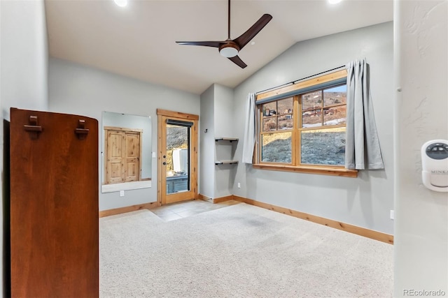 52 Buckskin Ln, Silverthorne, CO 80498 - unfurnished bedroom with access to outside, carpet flooring, lofted ceiling, a ceiling fan, and recessed lighting