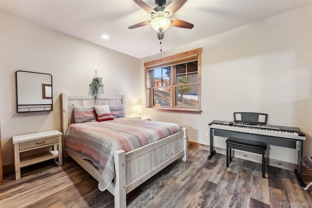 52 Buckskin Ln, Silverthorne, CO 80498 - bedroom with wood finished floors, ceiling fan, and recessed lighting