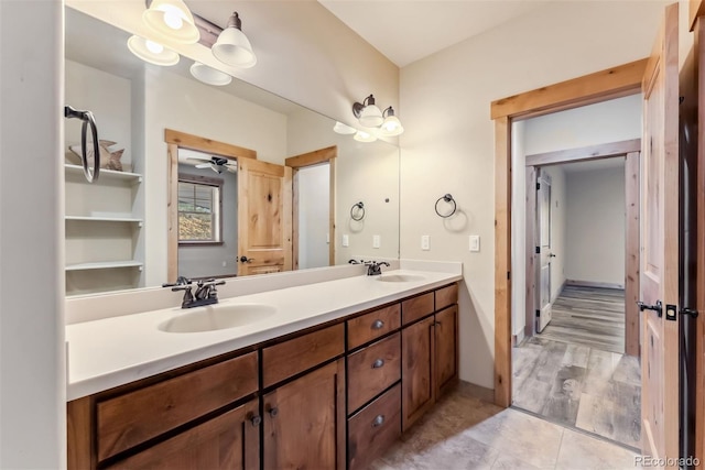 52 Buckskin Ln, Silverthorne, CO 80498 - bathroom featuring double vanity, ceiling fan, and tile patterned floors