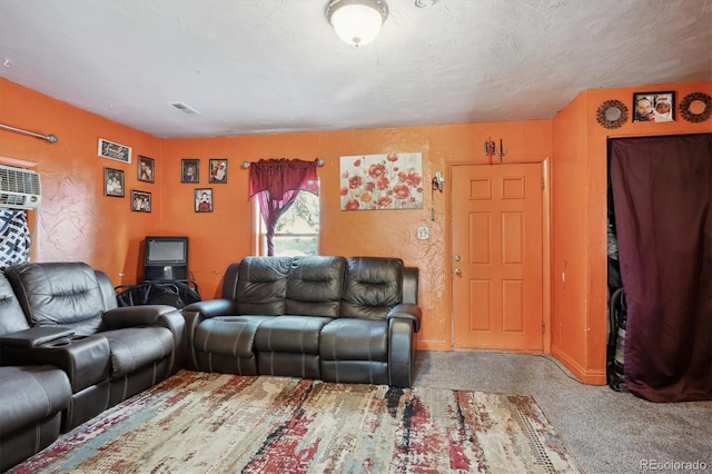 carpeted living area with visible vents