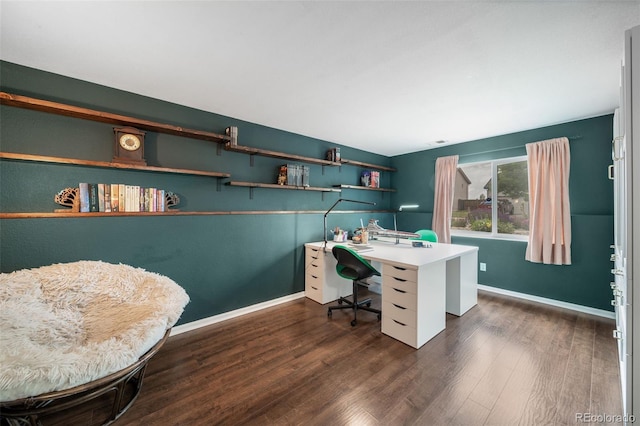 1482 S Pitkin Cir, Aurora, CO 80017 - home office with dark wood-style flooring and baseboards
