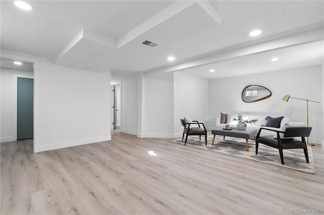 living area featuring light hardwood / wood-style flooring