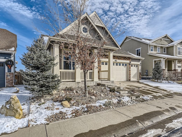 craftsman inspired home featuring a garage