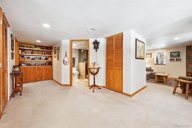 266 Lodgepole Dr, Evergreen, CO 80439 - hall with baseboards, recessed lighting, visible vents, and light colored carpet