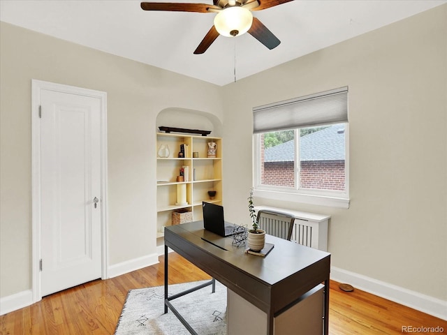 1247 Dexter St, Denver, CO 80220 - office with ceiling fan, baseboards, and light wood-type flooring