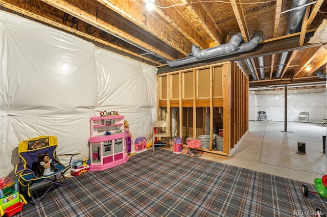 view of unfinished basement