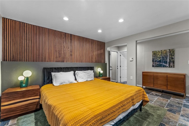 6549 Modoc Ln, Evergreen, CO 80439 - bedroom featuring stone tile flooring and recessed lighting