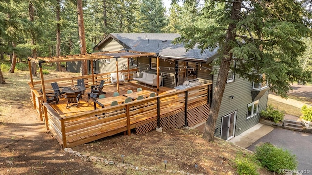 6549 Modoc Ln, Evergreen, CO 80439 - deck with an outdoor fire pit and a pergola