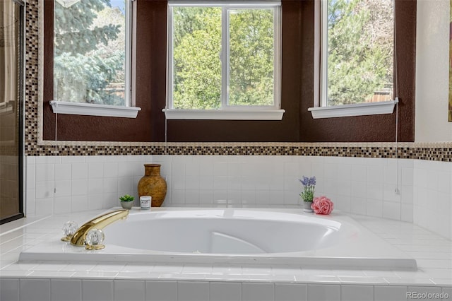full bath featuring plenty of natural light and a bath