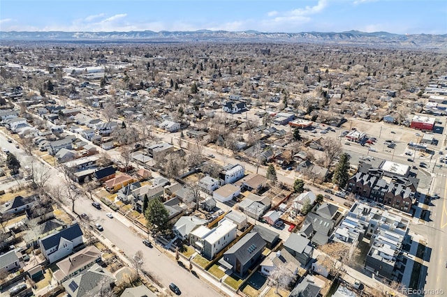 birds eye view of property with a residential view, view of desert, and a mountain view