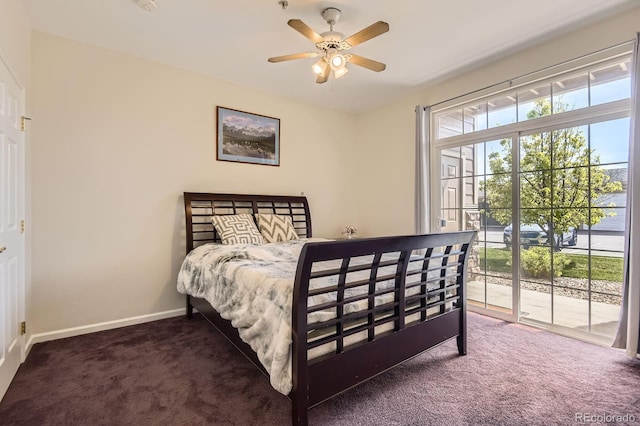 7440 S Blackhawk St Unit 4-102, Englewood, CO 80112 - carpeted bedroom featuring access to outside, baseboards, and ceiling fan