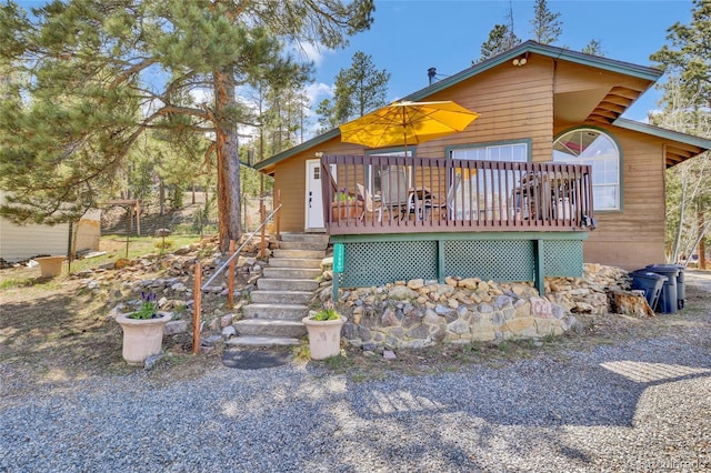 11798 Ridge Rd, Golden, CO 80403 - view of front of home with a wooden deck and stairway
