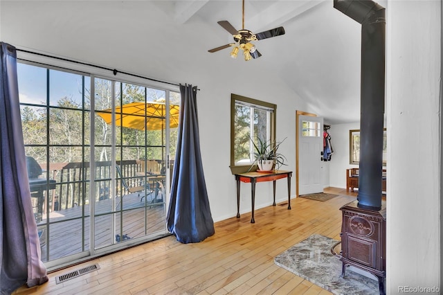 11798 Ridge Rd, Golden, CO 80403 - interior space with a ceiling fan, hardwood / wood-style flooring, and baseboards