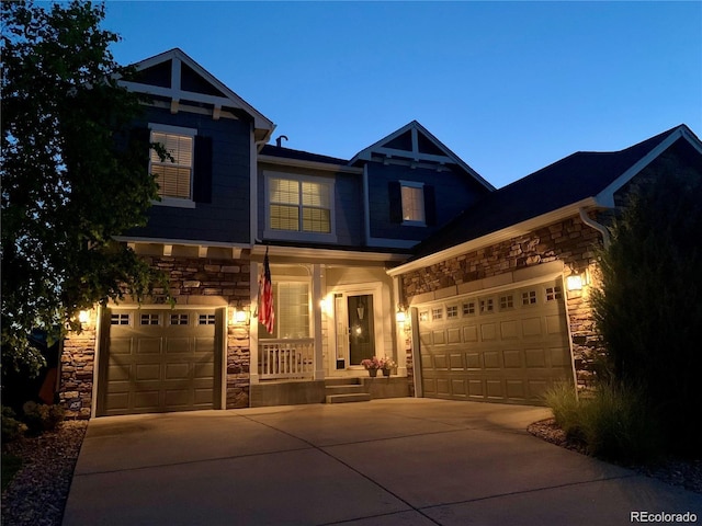 craftsman inspired home featuring a garage