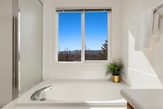 full bathroom with a garden tub