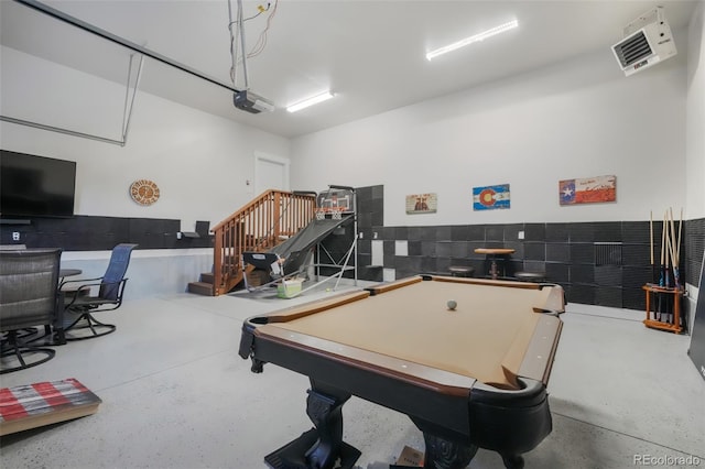 game room featuring billiards and concrete flooring