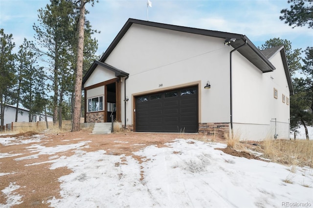 view of snow covered property