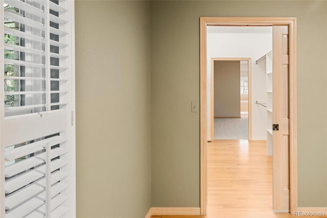 3231 Oak St, Wheat Ridge, CO 80033 - hallway featuring light wood-type flooring and baseboards