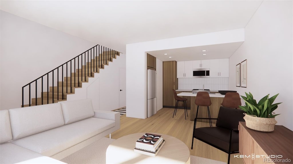 living room featuring light hardwood / wood-style floors