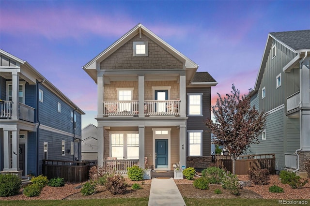 48 Mayflower Park Pl, Colorado Springs, CO 80905 - craftsman house featuring a balcony and covered porch