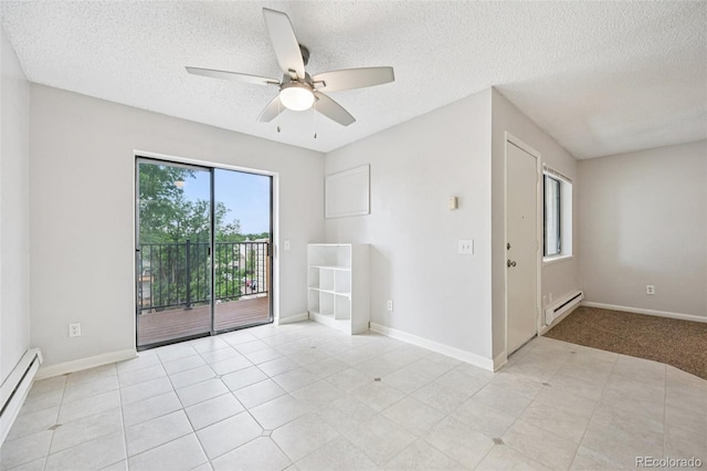 7825 Barbara Ann Dr Unit I, Arvada, CO 80004 - empty room featuring a baseboard heating unit, a ceiling fan, and a textured ceiling