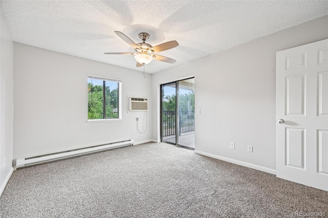 7825 Barbara Ann Dr Unit I, Arvada, CO 80004 - unfurnished room featuring a baseboard heating unit, carpet, ceiling fan, and a textured ceiling
