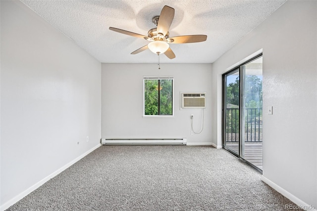 7825 Barbara Ann Dr Unit I, Arvada, CO 80004 - carpeted spare room with baseboard heating, a ceiling fan, a textured ceiling, and a wall mounted AC