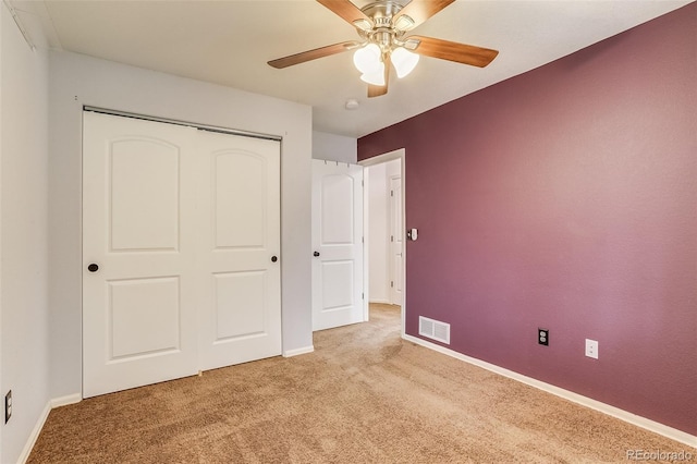 5770 Waverley Ave, Firestone, CO 80504 - unfurnished bedroom featuring light carpet, a closet, baseboards, and a ceiling fan