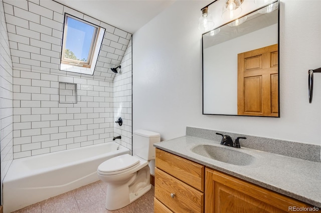 18247 State Highway 7, Lyons, CO 80540 - bathroom featuring toilet, vanity,  shower combination, and tile patterned floors