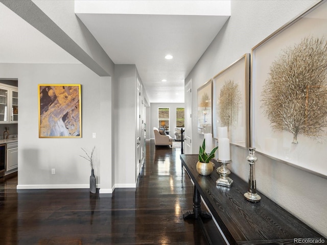 13041 Reata Ridge Dr, Parker, CO 80134 - corridor with baseboards, recessed lighting, and wood finished floors