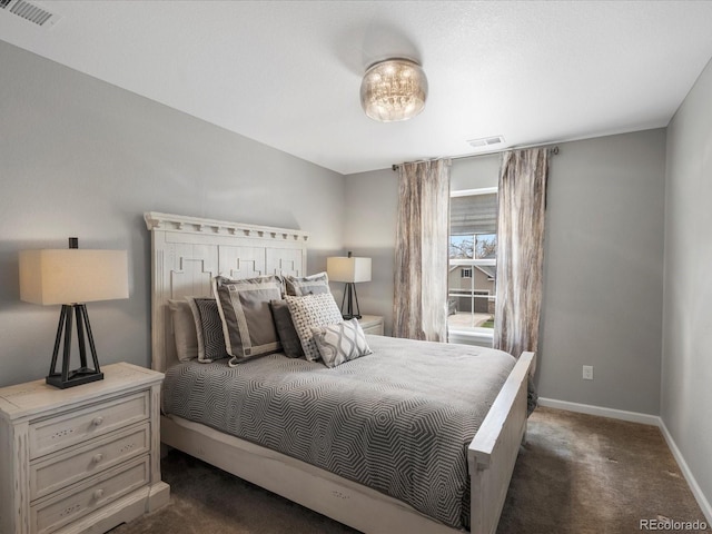 13041 Reata Ridge Dr, Parker, CO 80134 - bedroom featuring visible vents, baseboards, and dark carpet