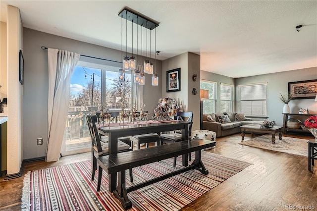 dining space featuring hardwood / wood-style flooring