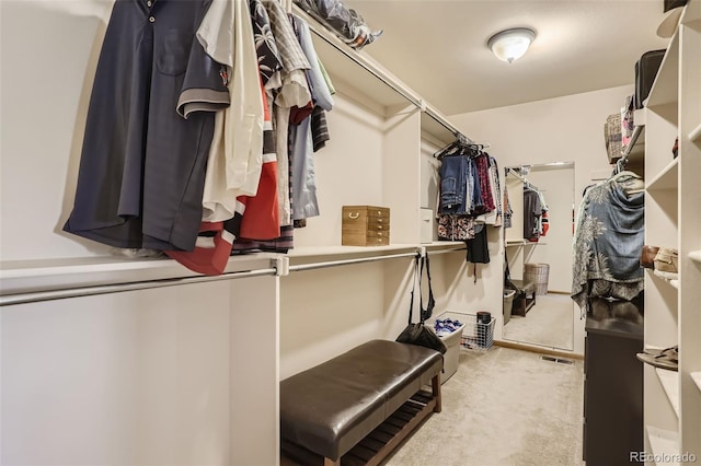 walk in closet with carpet floors