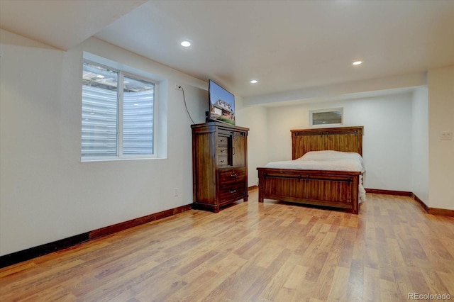 bedroom featuring light hardwood / wood-style flooring