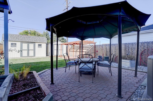 view of patio / terrace with a storage unit