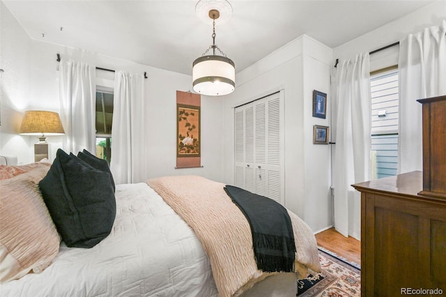 2131 Eliot St, Denver, CO 80211 - bedroom featuring wood finished floors, multiple windows, and a closet