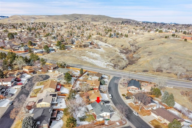 aerial view with a mountain view