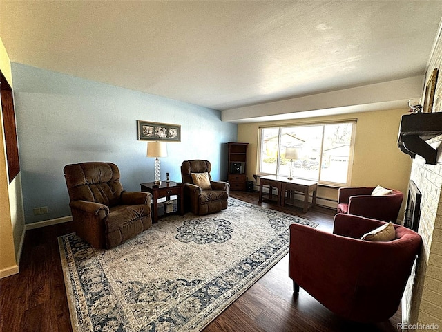 living room featuring dark hardwood / wood-style floors