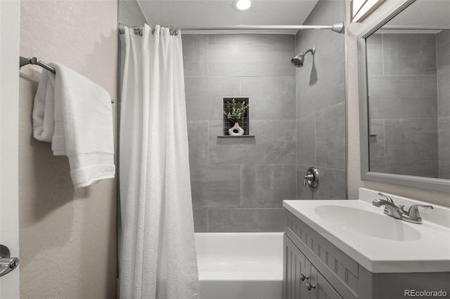 1120 S Harrison St, Denver, CO 80210 - full bathroom with vanity and shower / bath combination with curtain