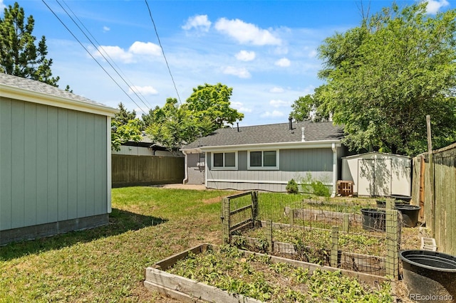 1120 S Harrison St, Denver, CO 80210 - fenced backyard featuring a shed and a vegetable garden