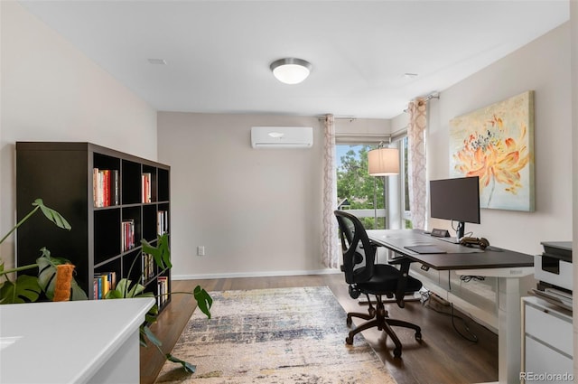 3885 Vrain St, Denver, CO 80212 - office featuring a wall mounted air conditioner, wood finished floors, and baseboards