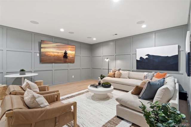 living room featuring light hardwood / wood-style flooring