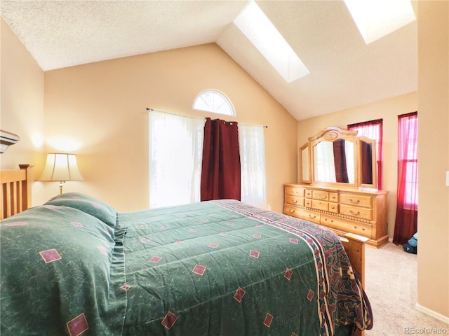 1120 S Waco St Unit A, Aurora, CO 80017 - bedroom featuring a skylight, carpet flooring, and lofted ceiling