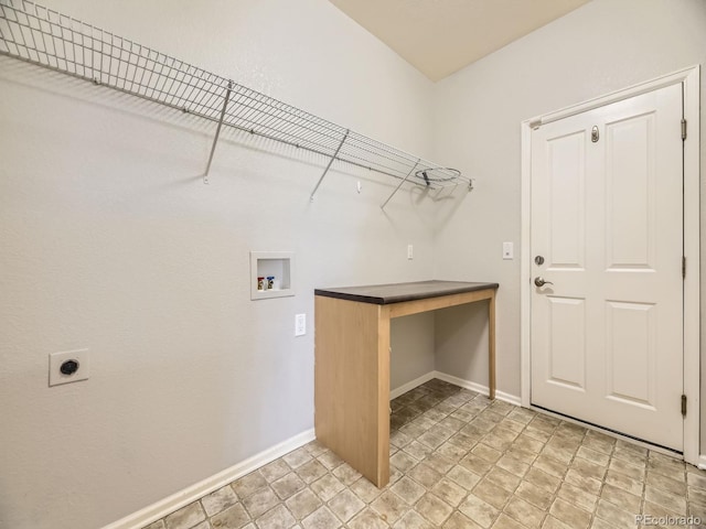 581 N Flat Rock Cir, Aurora, CO 80018 - laundry area featuring hookup for a washing machine, hookup for an electric dryer, an office area, and stone finish floors