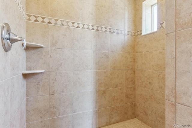 bathroom view of tiled shower